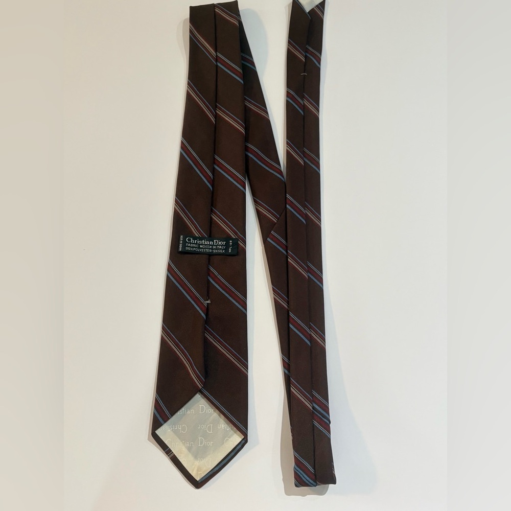 CHRISTIAN DIOR VINTAGE MENS BROWN 95%POLYESTER 5%SILK CLASSIC NECK TIE WIDTH:3" - Picture 4 of 6